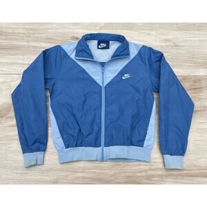 Vintage Nike Windbreaker Track Jacket Full Zip Women's Blue Size‎ Large L Retro